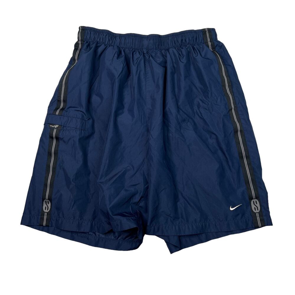 Nike VTG Y2K Mesh Liner Hybrid Running Swim Shorts Navy Blue Mens XL